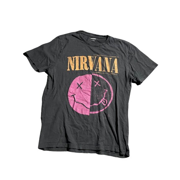 Old Navy Tops - Nirvana Smiley Face Logo Graphic T‑Shirt – Size Medium